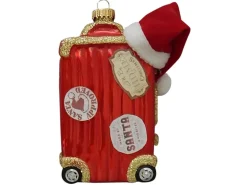 Krebs Glas Lauscha GmbH Christbaumschmuck Glas Santa Reisekoffer 11 cm 1 Stück rot