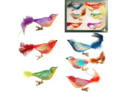 Krebs Glas Lauscha GmbH Christbaumschmuck Glas Vögel Clip 11 cm 6 Stück multicolor