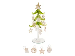 Krebs Glas Lauscha Home Decor Kristallbaum mit Ornamenten Transparent 21cm