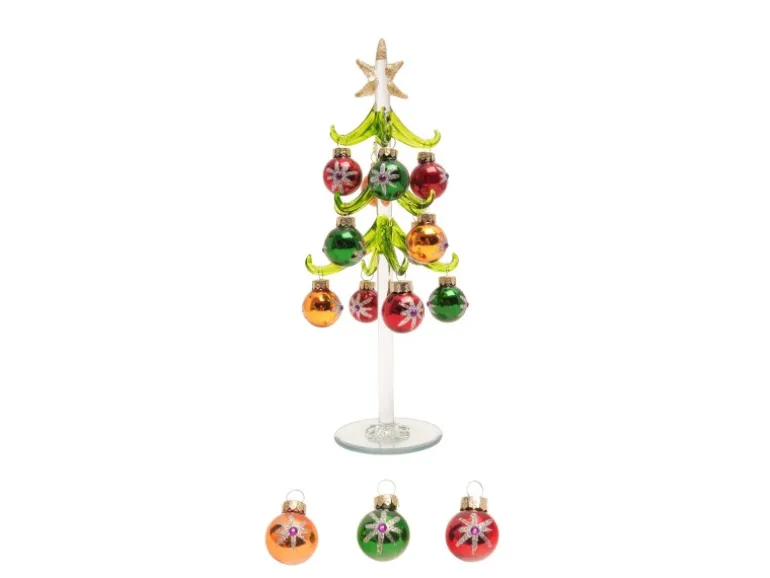 Krebs Glas Lauscha Home Decor Kristallbaum mit Ornamenten Traditionell Mehrfarbig 26cm