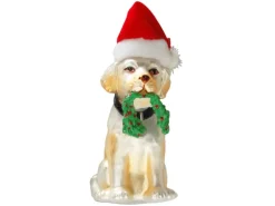 Krebs Glas Lauscha Hund mit Weihnachtsmütze 1-tlg. 10cm