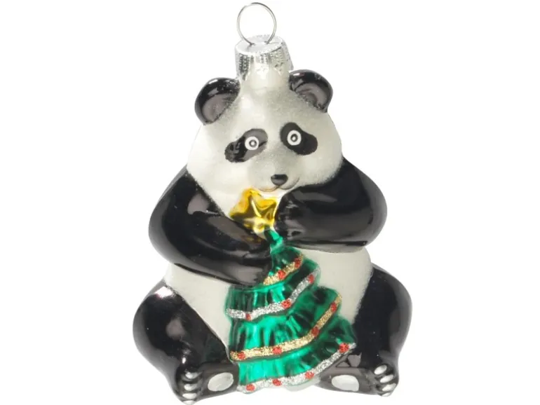 Krebs Glas Lauscha Pandabär Weihnachtsornament 1-tlg. 8cm