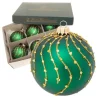 Krebs Glas Lauscha Weihnachtskugeln Grün Streifen Gold 6er Set 8cm