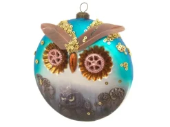 Krebs Glas Lauscha Weihnachtsornament Steampunk Eulendisk 1-tlg. 12cm