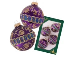 Krebs Glas Lauscha Weihnachtsbaumkugel mit Borte 4er-Set 7cm