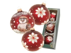 Krebs Glas Lauscha Weihnachtsbaumkugeln Braun 3-tlg. 8cm