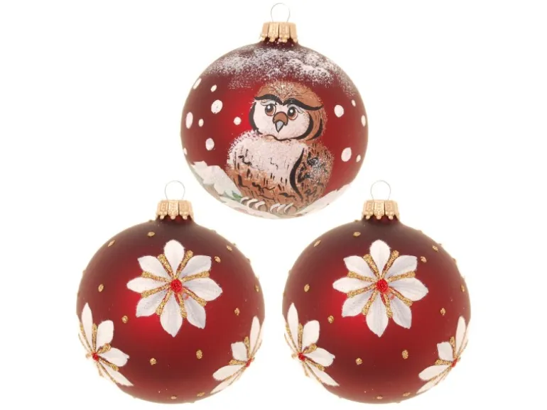 Krebs Glas Lauscha Weihnachtsbaumkugeln Braun 3-tlg. 8cm