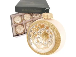 Krebs Glas Lauscha Weihnachtskugeln Gold Reflex 6er-Set 8cm