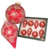 Krebs Glas Lauscha Weihnachtskugeln Kristalltropfen Rot 10cm