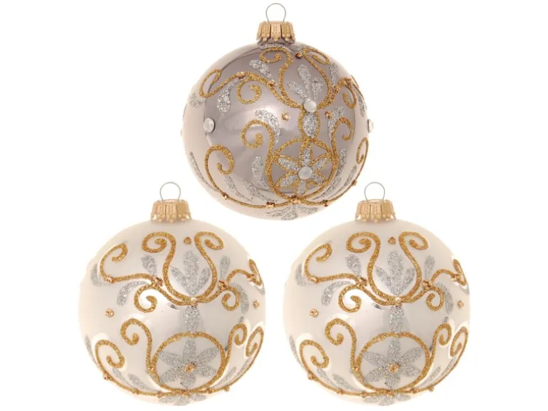 Krebs Glas Lauscha Weihnachtskugeln Gold 3-tlg. 8cm