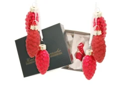 Krebs Glas Lauscha Weihnachtsornamente Rot Tannenzapfen 6er-Set 8cm