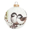Krebs Glas Lauscha Weihnachtskugel Vogelpaar Weiß 10cm