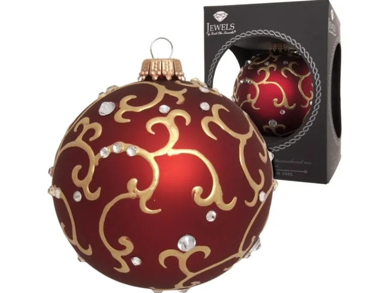 Krebs Glas Lauscha Weihnachtskugeln Jewels Dunkelrot 1-tlg. 8cm