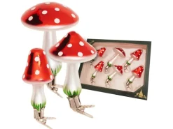 Krebs Glas Lauscha Weihnachtsornamente Pilzsortiment 6-tlg. 10-13cm