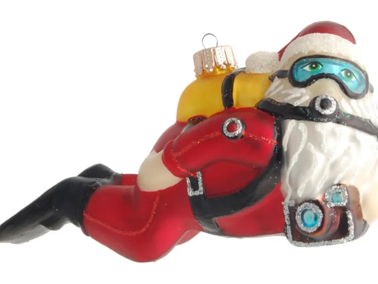Krebs Glas Lauscha Weihnachtsornament Taucher-Santa 6cm