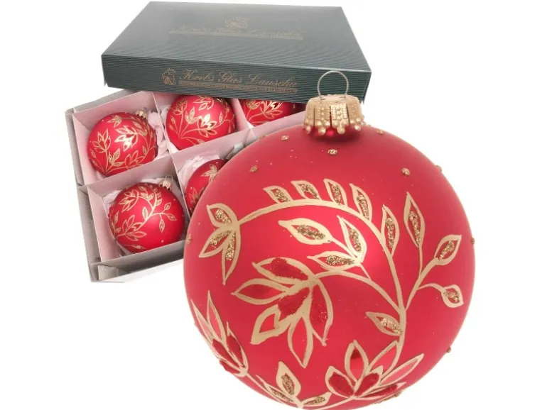 Krebs Glas Lauscha Weihnachtskugeln Floral 6er-Set 8cm