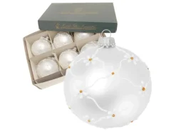 Krebs Glas Lauscha Weihnachtsbaumkugel Silber 6er-Set 8cm