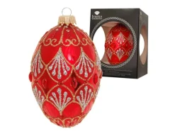 Krebs Glas Lauscha Weihnachtsornament Eiform Rot Gloria 1-tlg. 11cm