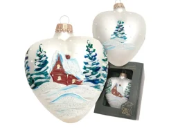 Krebs Glas Lauscha Weihnachtsornament Herz mit Haus 1-tlg. 8cm