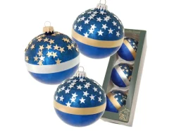 Krebs Glas Lauscha Weihnachtskugeln Sternennacht Gold und Silber 3-tlg. 8cm