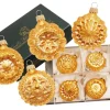 Krebs Glas Lauscha Weihnachtsbaumkugelformen Gold 4er-Set 6cm