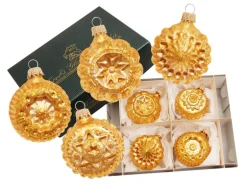 Krebs Glas Lauscha Weihnachtsbaumkugelformen Gold 4er-Set 6cm