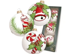 Krebs Glas Lauscha Weihnachtskugeln Jingle Bells 3-tlg. 8cm