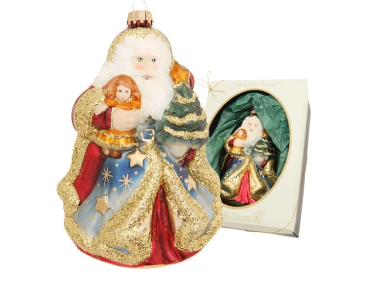 Krebs Glas Lauscha Weihnachtsmann mit Kind 1-tlg. 20cm