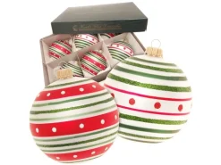 Krebs Glas Lauscha Weihnachtskugeln Streifen 6-tlg. 8cm