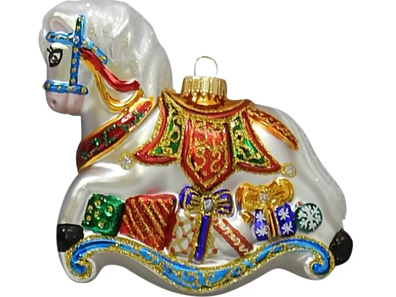 Krebs Glas Lauscha Weihnachtsornament Schaukelpferd 1-tlg. 15cm