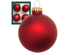 Krebs Glas Lauscha Weihnachtskugeln Rot Matt Uni 4er-Set 8cm