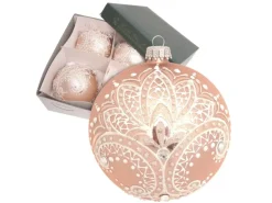 Krebs Glas Lauscha Weihnachtskugeln Stickoptik 4er-Set 11cm