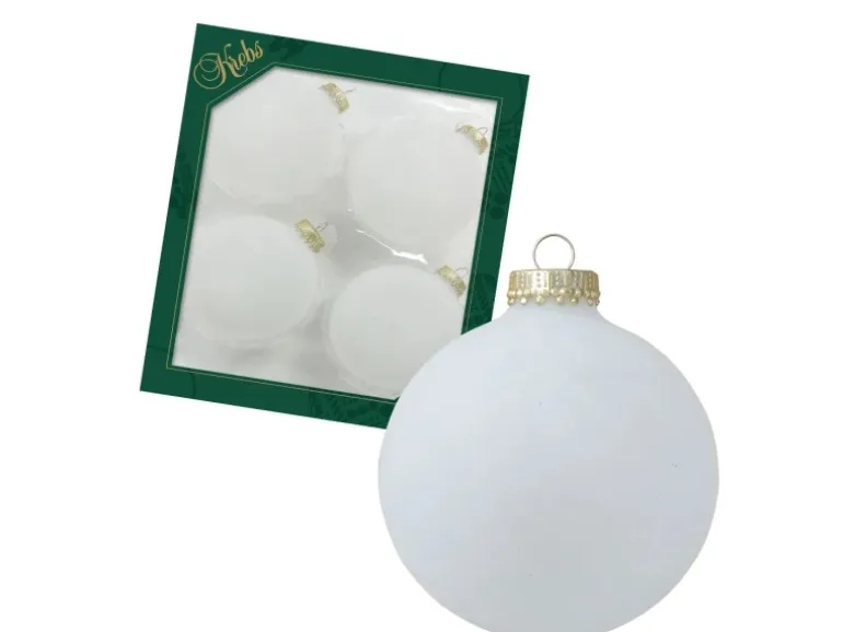 Krebs Glas Lauscha Weihnachtskugeln Uni-Design Mirella Weiß 8cm