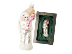 Krebs Glas Lauscha Weihnachtsornament Schneemann 1-tlg. 12cm