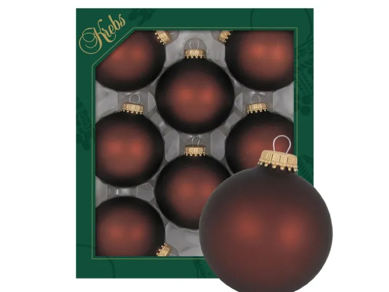 Krebs Glas Lauscha Weihnachtskugeln Braun Matt Uni 8er-Set 7cm