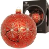 Krebs Glas Lauscha Weihnachtskugel Jugendstil Rot 10cm
