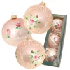 Krebs Glas Lauscha Weihnachtskugeln Rosen 3-tlg. 8cm