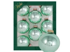 Krebs Glas Lauscha Weihnachtskugeln Uni-Design Henriette Türkis 7cm