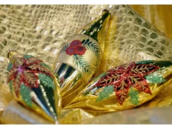 Krebs Glas Lauscha Weihnachtsstern und Beeren 3-tlg. 15cm