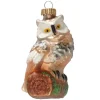 Krebs Glas Lauscha Weihnachtsornament Eule auf Holz 1-tlg. 9cm