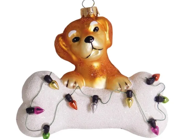 Krebs Glas Lauscha Weihnachtsornament Hund Knochen 1-tlg. 10cm