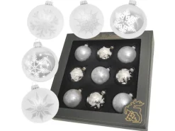 Krebs Glas Lauscha Weihnachtsbaumkugeln Silber 9-tlg. 8cm