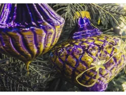 Krebs Glas Lauscha Weihnachtsornamente Blau Barock 6-tlg. 8cm