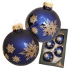 Krebs Glas Lauscha Weihnachtskugeln Schneeflocke Blau 7cm