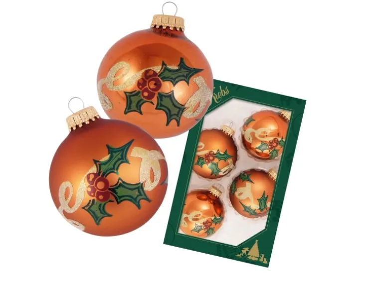 Krebs Glas Lauscha Weihnachtskugeln Mistelzweigdeko 4-tlg. 7cm