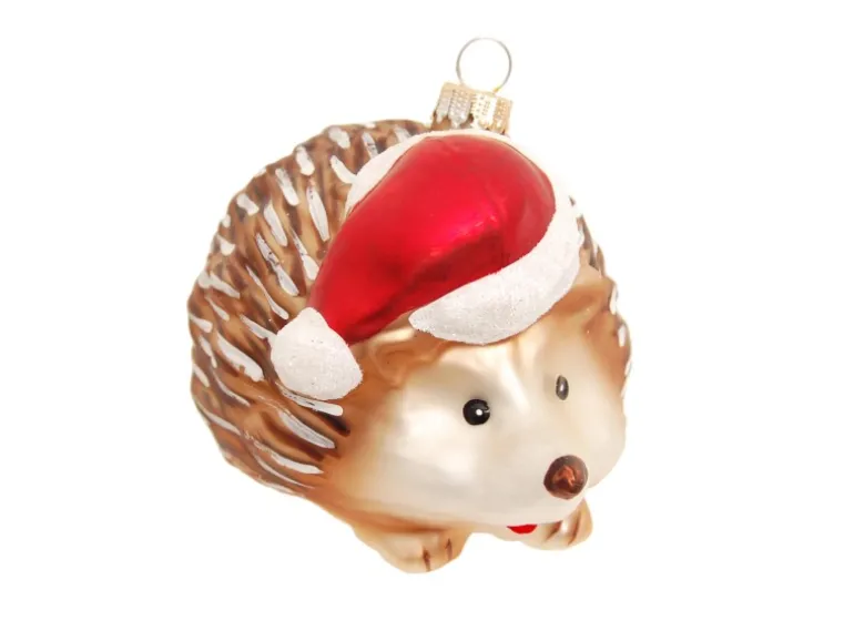 Krebs Glas Lauscha Weihnachtsornament Igel mit Mütze 1-tlg. 7cm