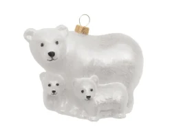 Krebs Glas Lauscha Weihnachtsornament Eisbärfamilie 1-tlg. 6cm