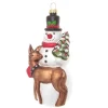Krebs Glas Lauscha Weihnachtsornament Schneemann und Reh 1-tlg. 6cm