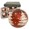 Krebs Glas Lauscha Weihnachtskugeln Braun mit Baumdekor 6er Set 8cm