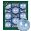 Krebs Glas Lauscha Weihnachtskugeln Gletscherblau Glanz Uni 8er-Set 7cm